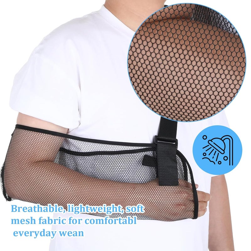 ElevateTech Mesh Arm Shoulder Sling, Breathable Shoulder Immobilizer Shower Adjustable Suitable for Left And Right Arms Comfort Type Men Women Elbow Wrist (Black) - Image 3